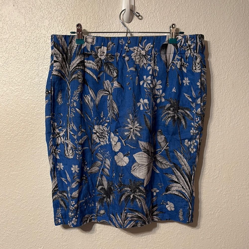 J. Crew Tropical Toile Linen Pull On Skirt XL